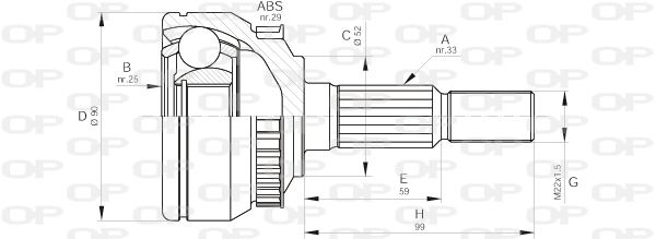 OPEN PARTS Шарнирный комплект, приводной вал CVJ5263.10